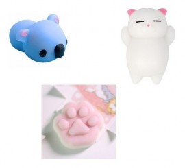 03 Unidades Squishy Gatinho,coala E Patinha - Anti Stress