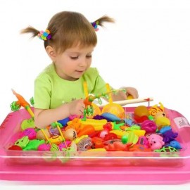 Pesca Magntica - Pescaria Infantil - Kit 40 Unidades Rosa